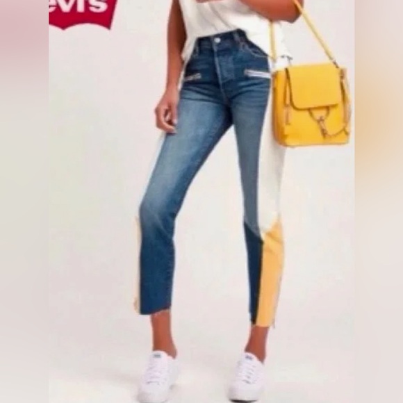 Levi tri-color color block button fly 501 straight jeans - Picture 8 of 8